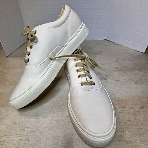 Nisolo Leather Elayna Lace Up Off White Sneaker Ladies Size 8.5 - Picture 2 of 10